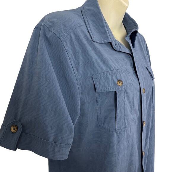 Zyia Active Womens Vented Button Down Short Sleeve Fishing Blue Shirt Top sz M - Picture 4 of 16